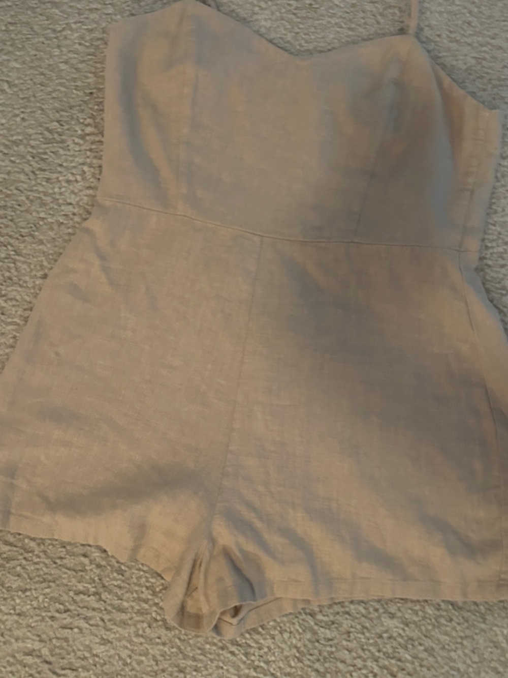 Spaghetti Strap Beige Linen Blend Dress